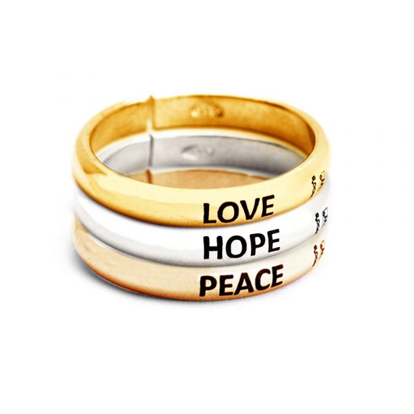 Combi Aneis Love Hope and Peace