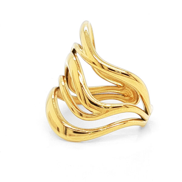 Anel aço dourado ‘waves’